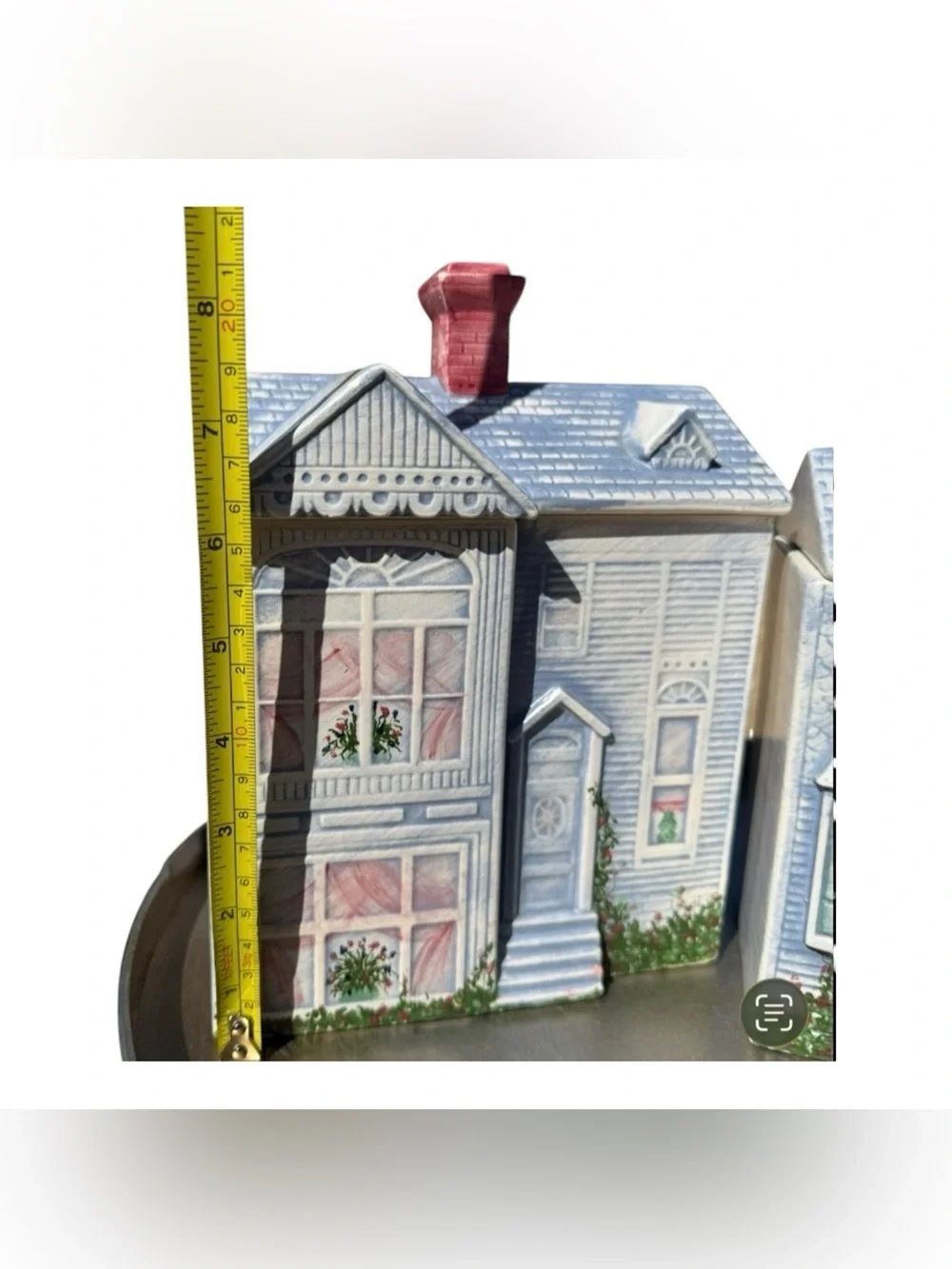 Vintage Ceramic House Canister Set of 2 Blue Cottagecore Kitchen Storage Jars